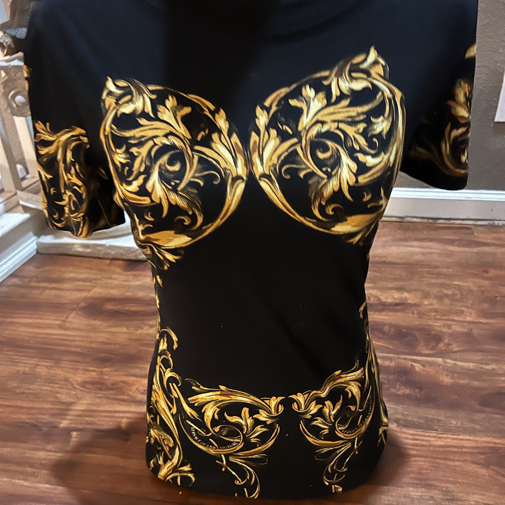 Elegant Black And Gold Women's Top Versace Original
